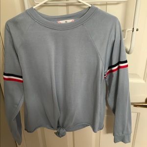 Pink Rose Blue Cropped Sweatshirt w/ Stripes